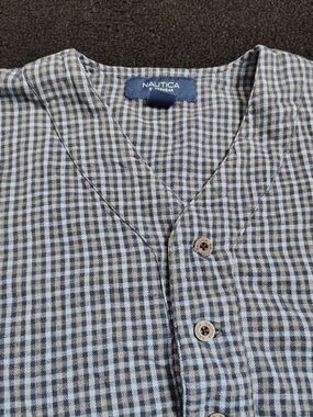 Nautica Sleepwear Blue Plaid Pajama Top Shirt Mens Size Medium